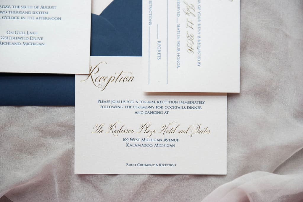 Favorite Navy Letterpress and Gold Foil Wedding Invitation Suite