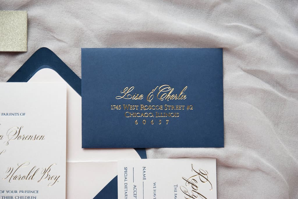 Favorite Navy Letterpress and Gold Foil Wedding Invitation Suite
