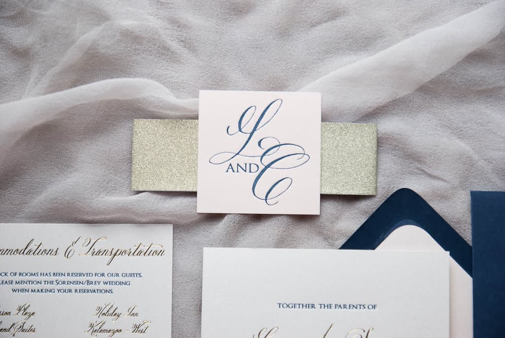 Favorite Navy Letterpress and Gold Foil Wedding Invitation Suite