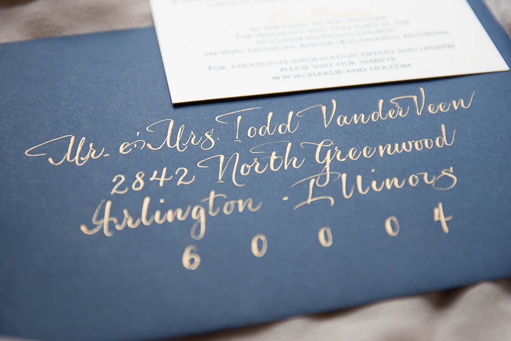 Favorite Navy Letterpress and Gold Foil Wedding Invitation Suite