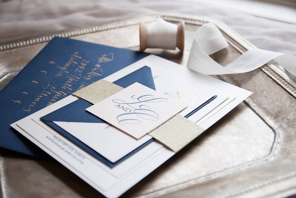 Favorite Navy Letterpress and Gold Foil Wedding Invitation Suite