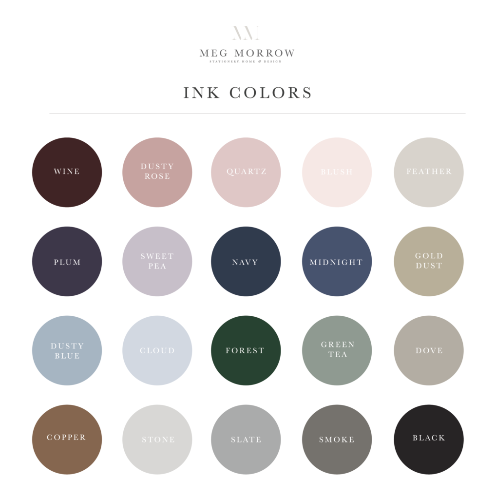 Meg Morrow Stationery Ink Color Options