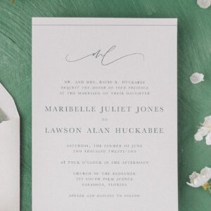 Camille Modern Script Monogram Wedding Invitation