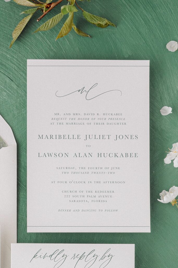 Camille Calligraphy Monogram Classic Wedding Invitation-3