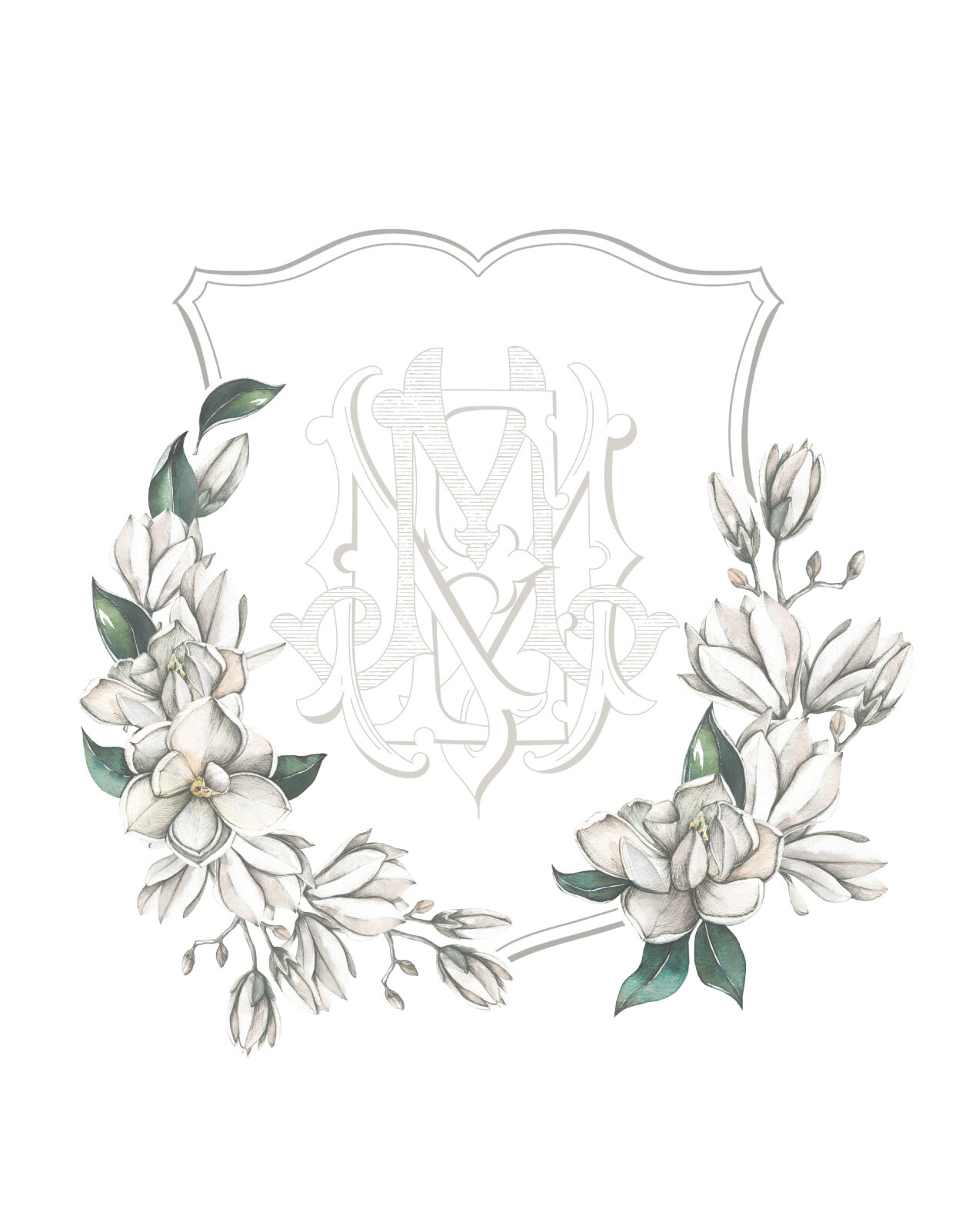 Wedding Crest Monogram Custom Wedding Crest Logo Watercolor 