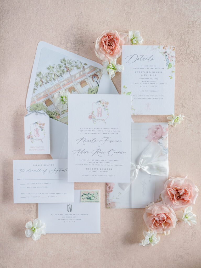 Sarasota Ritz Carlton Custom Wedding Invitations