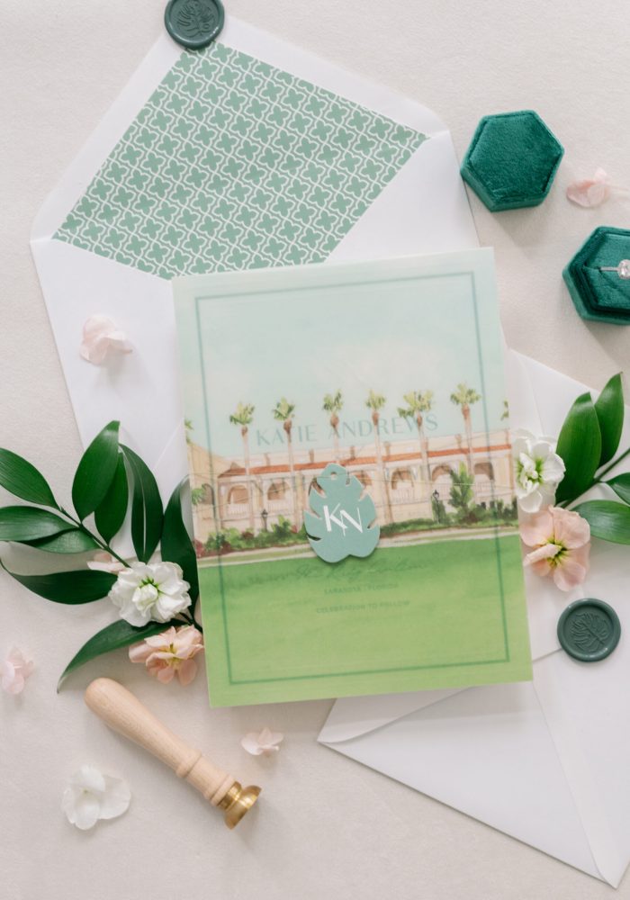sarasota ritz-carlton wedding watercolor wedding invitation