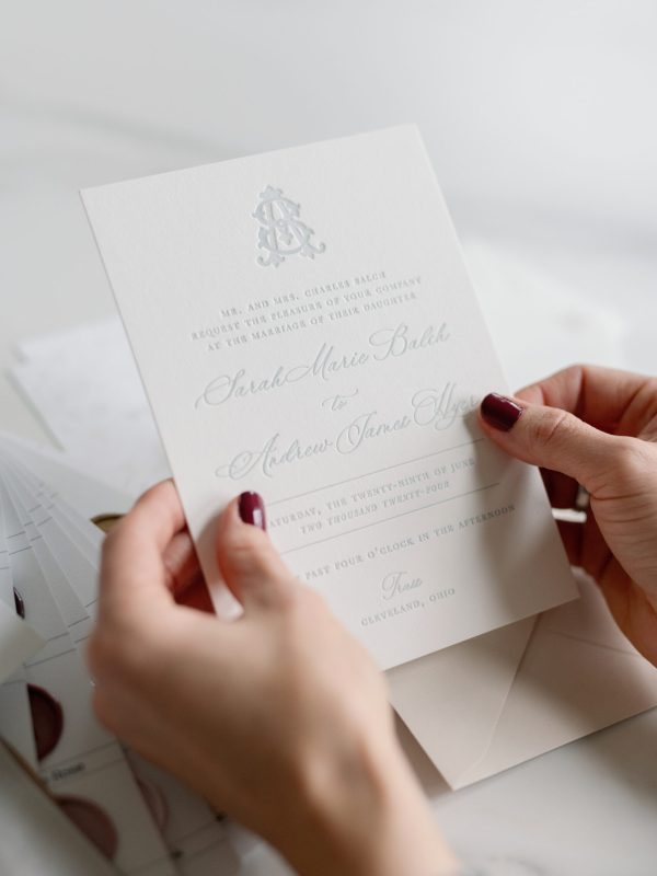 monogram letterpress wedding invitation
